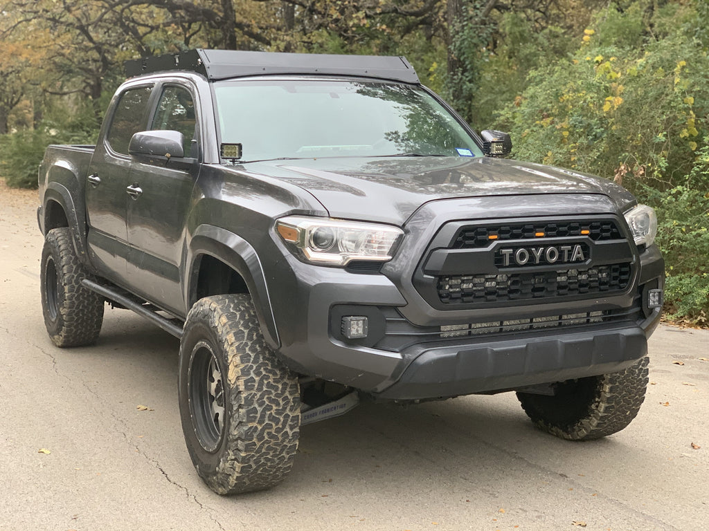 2005-2021 Toyota Tacoma Premium Roof Rack - No Front Light Bar // LED LIGHT BAR - BLUE - TALL // Light Kit